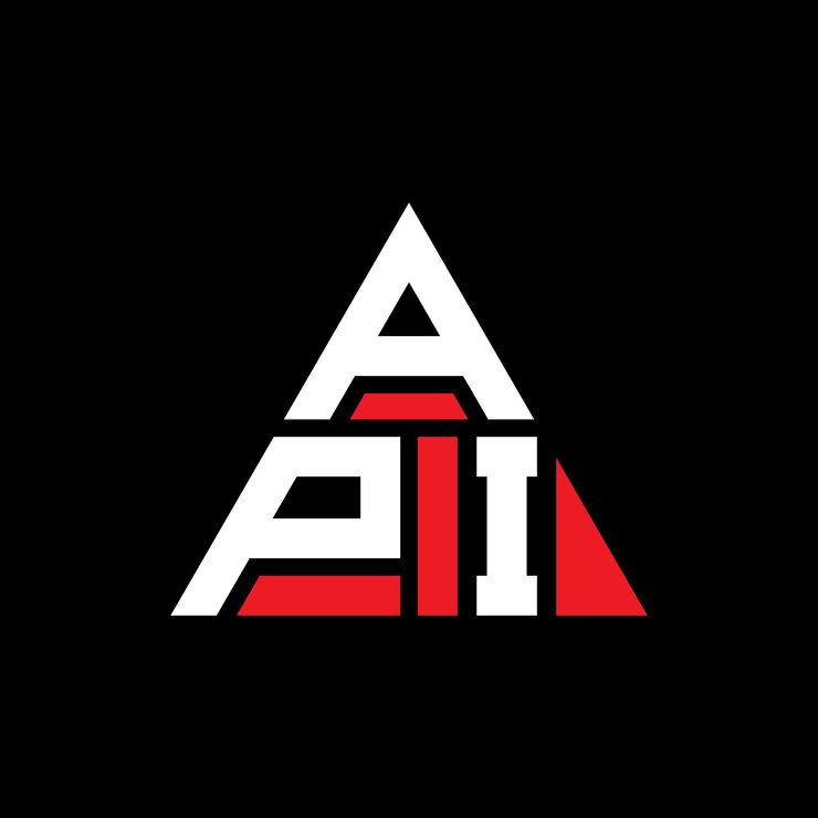 Vector api三角形字母標誌設計與三角形 api三角標誌設計 單字符 api三角向量標誌模板與紅色 api三角圖案 簡單 優雅和豪華的標誌