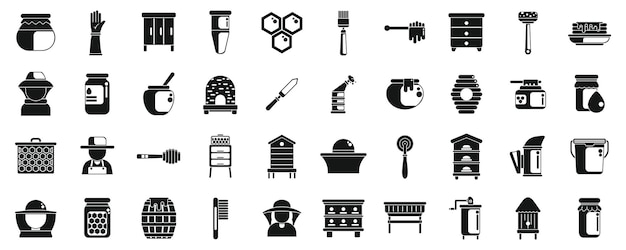 Vector apiarist icons set simple vector honey beekeeper