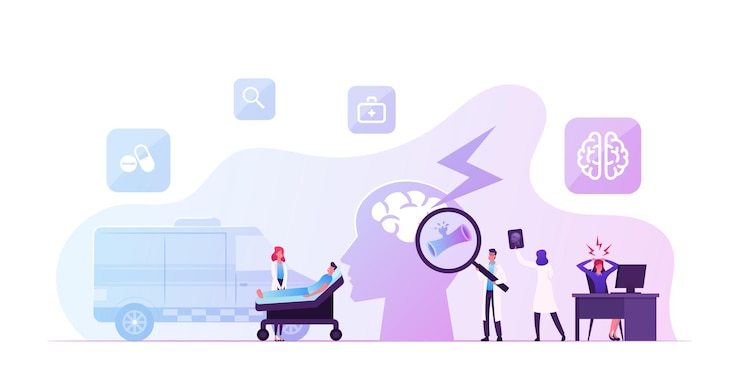 Vector apoplexy, insult attack concept. cartoon flat illustration