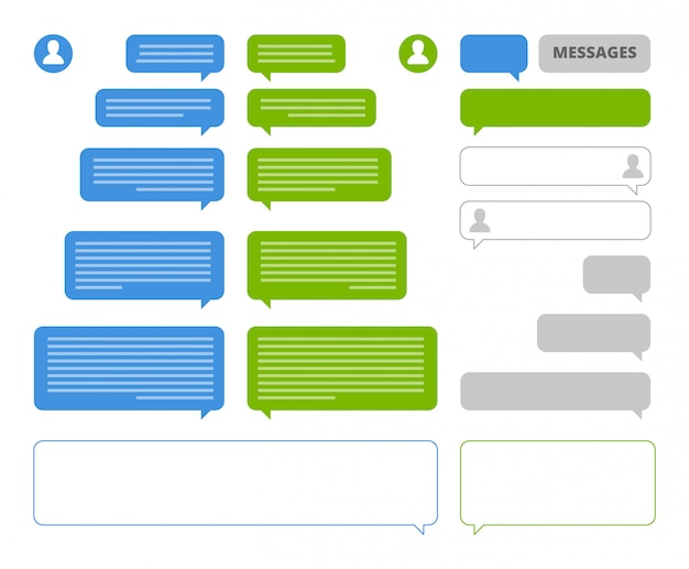 App bubbles. Chat client speech bubbles frames for mobile messenger social talk or sms sending  chatting blank boxes