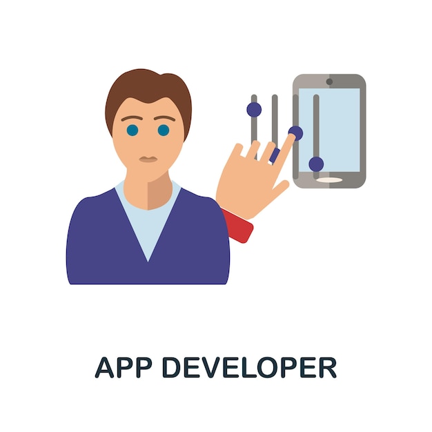 Плоская иконка App Developer Цветной простой элемент из коллекции фрилансеров Значок Creative App Developer для шаблонов веб-дизайна, инфографика и многое другое