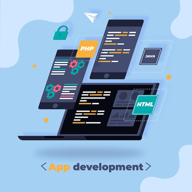 App development concept with devices