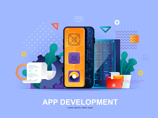Vector app development flat concept with gradients illustration template