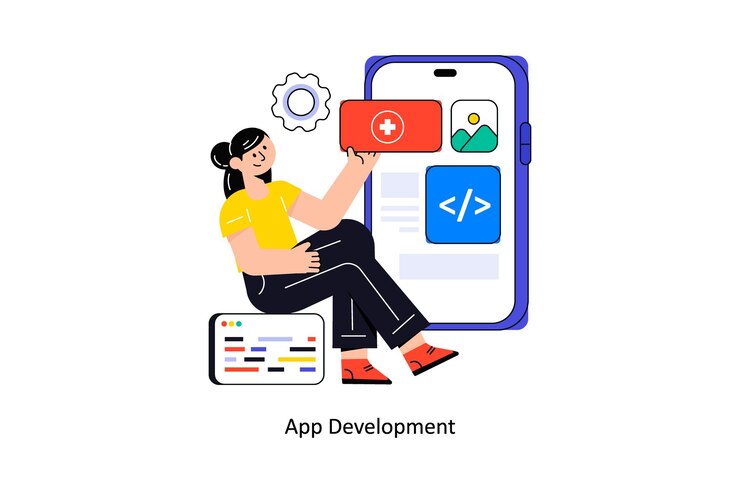 Vector app development flat style design vector illustration stock illustration
