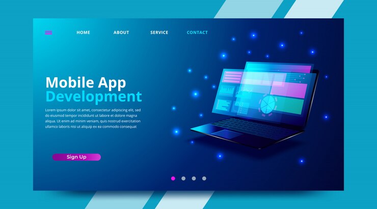 Vector app development mobile banner web.  