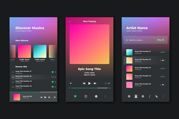 Vector app-interface voor muziekspeler