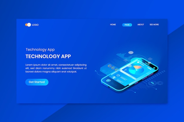 App  Isometric Concept Landing Page