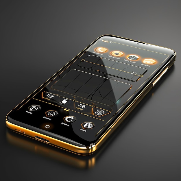 Vettore app per il display nero e oro del telefono cellulare
