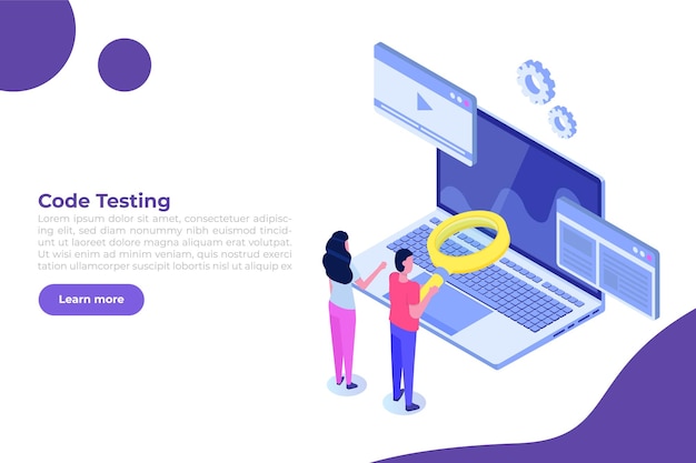 App-tester software of applicatie testen isometrisch vectorconcept