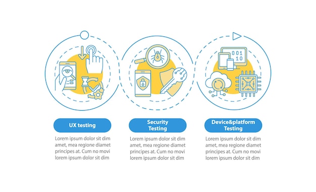 Vector app testing components infographic template