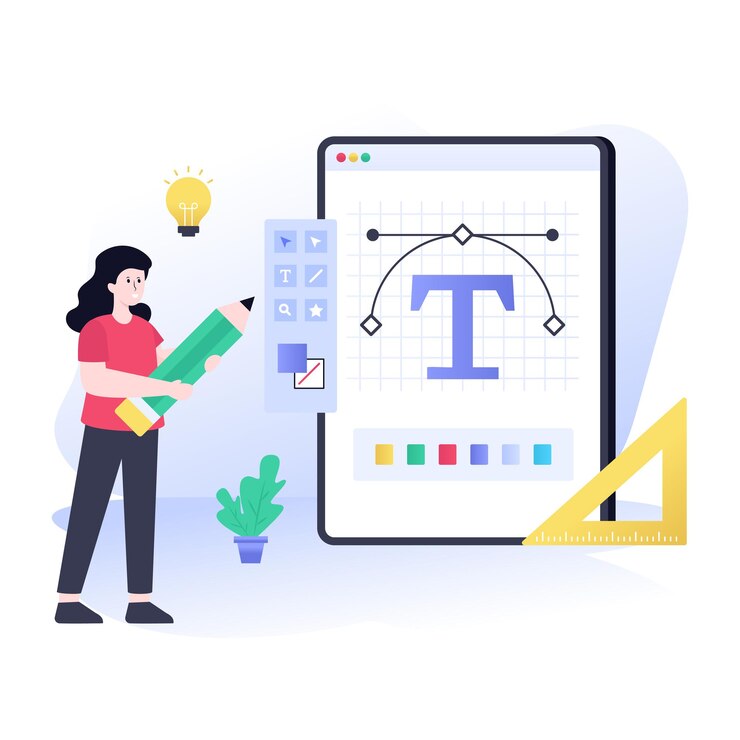 Vector an app typography flat character illustration
