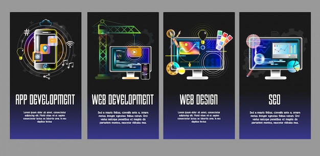 Vector app, web development, design, seo vector templates