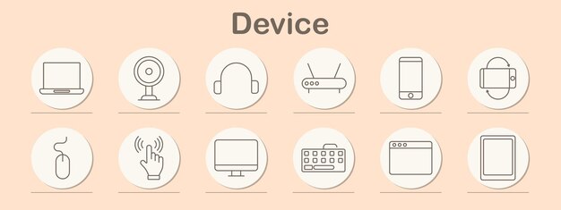 Apparaat set icoon Computer monitor winkelwagentje plug antenne camera grafiek spel controller microfoon slot vingerafdruk technologie elektronica beveiliging online netwerk media digitaal
