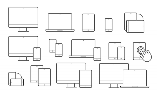 Vector apparatenlijnpictogrammen voor responsief ontwerp