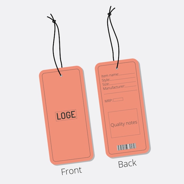 Vector apparel garments accessories tag design vector illustration front and back views.