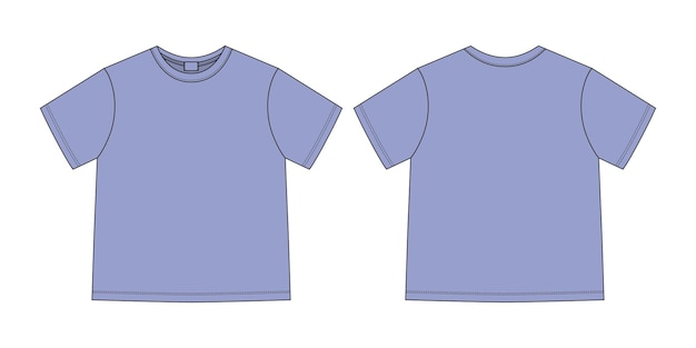 Vector apparel technical sketch unisex t shirt tshirt design template lilac pastel color