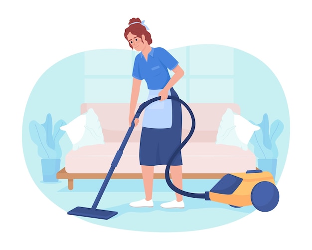 Appartement schoonmaakservice 2D vector geïsoleerde illustratie