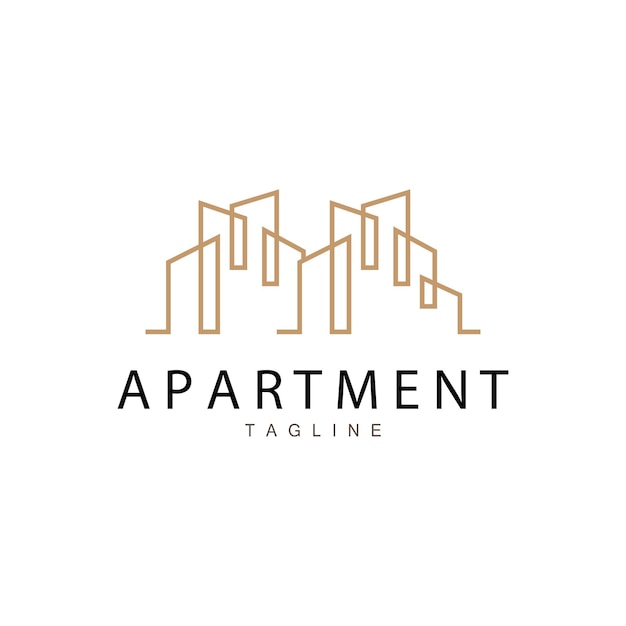 Appartementengebouw Logo Modern Design Stijllijn Vector Symbool Illustratie Sjabloon