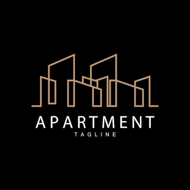 Appartementengebouw Logo Modern Design Stijllijn Vector Symbool Illustratie Sjabloon