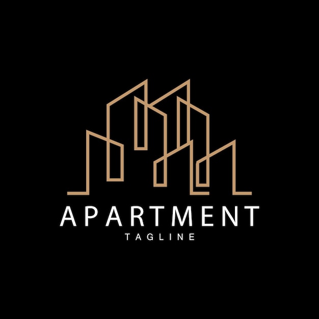 Appartementengebouw Logo Modern Design Stijllijn Vector Symbool Illustratie Sjabloon