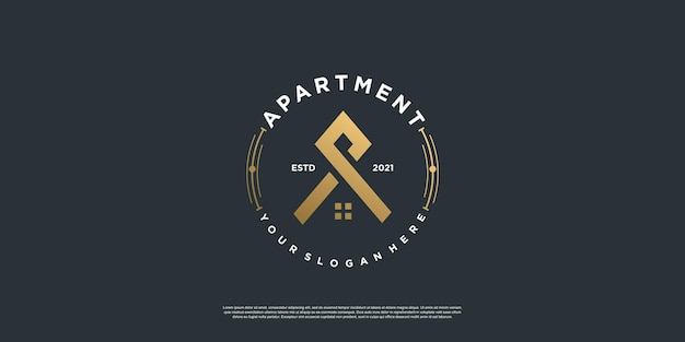 Appartementlogo met embleemstijl premium vector