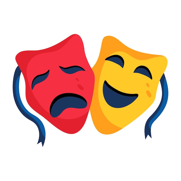 An appealing flat icon of theater masks