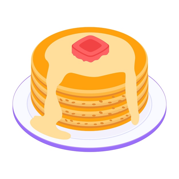 Appealing isometric icon of pancakes