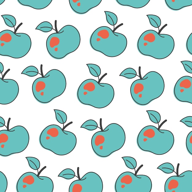 Appel fruit doodle stijl naadloze patroon achtergrond ontwerp element illustratie