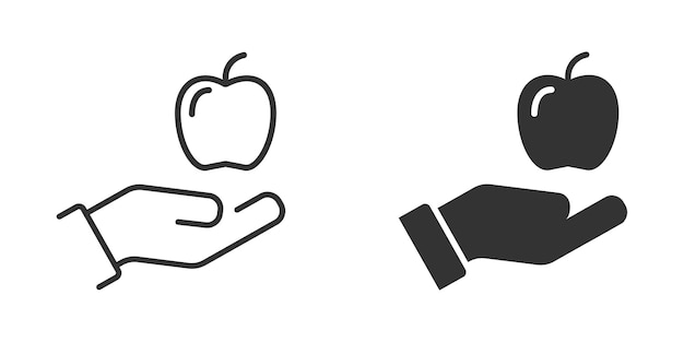 Appel in handpictogram hand met een appel fruitpictogram vector illustratie