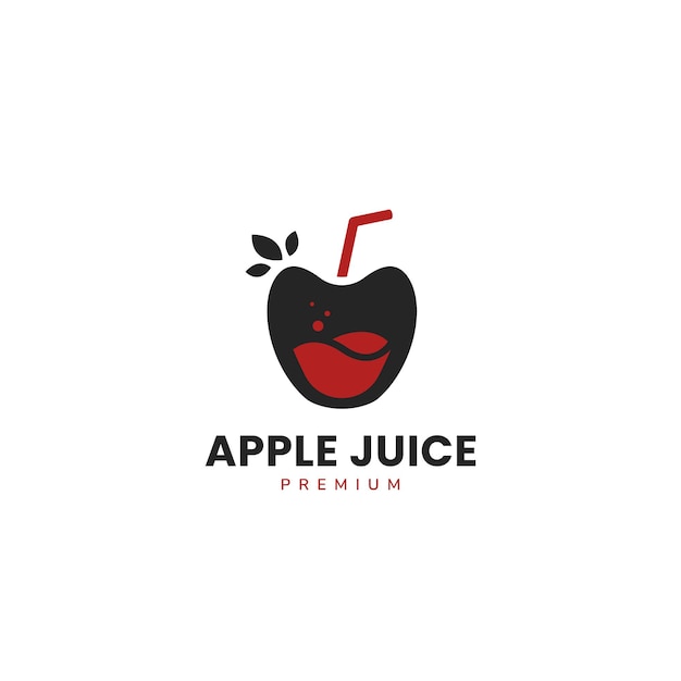 Appelfruitdrank met stro-logo en tekst eronder sjabloon