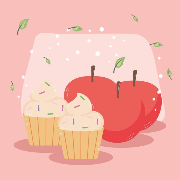 Vector appels en cupcakes