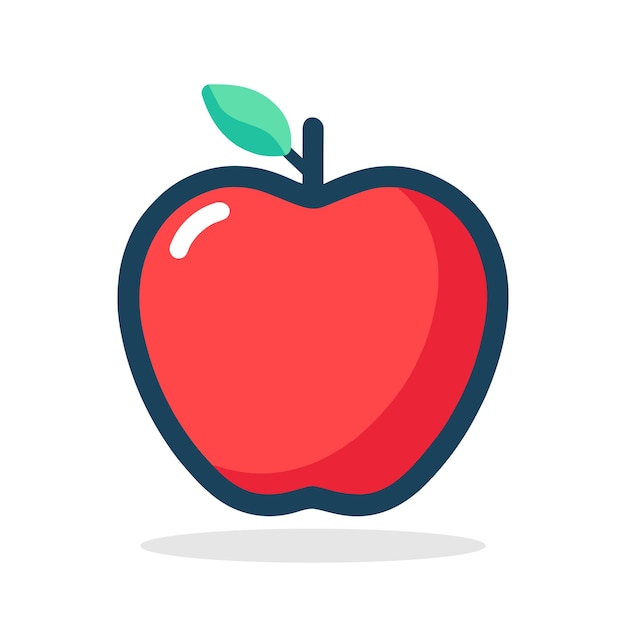 Appelsicoon Rood symbool van de appel in platte stijl Vectorillustratie