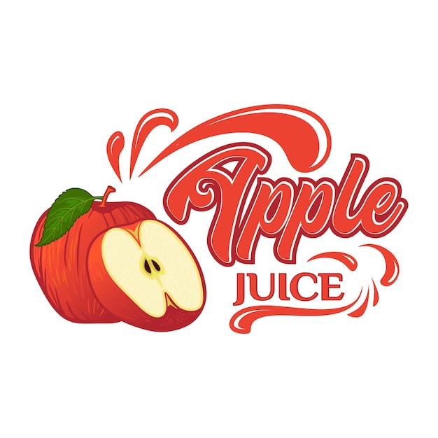 Appelvruchtensap logo-ontwerp met vers appelfruitpictogram met waterplons Perfect voor dranklabel