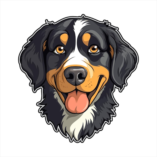 Vector appenzeller sennenhund hondenras cartoon kawaii karakter dier huisdier geïsoleerde sticker illustratie