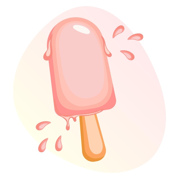 Вектор Аппетитное мороженое на палочке и брызгах