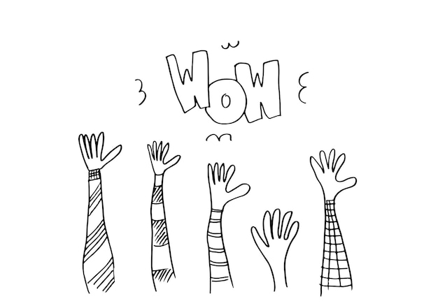 Applause hand draw on white background with WOW textvector illustration