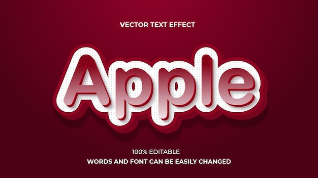 Apple 3d editable text effect premium eps vector