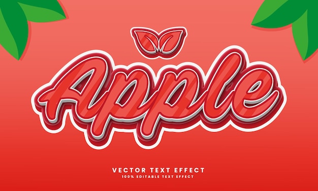 Vector apple 3d vector editable text effect with background