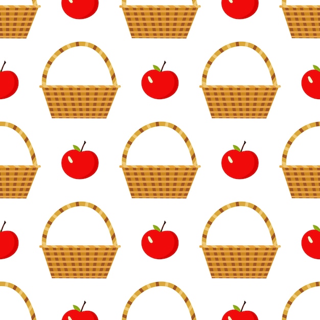 Apple and basket pattern on light background