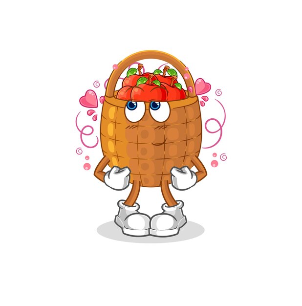 Apple basket shy vector cartoon character