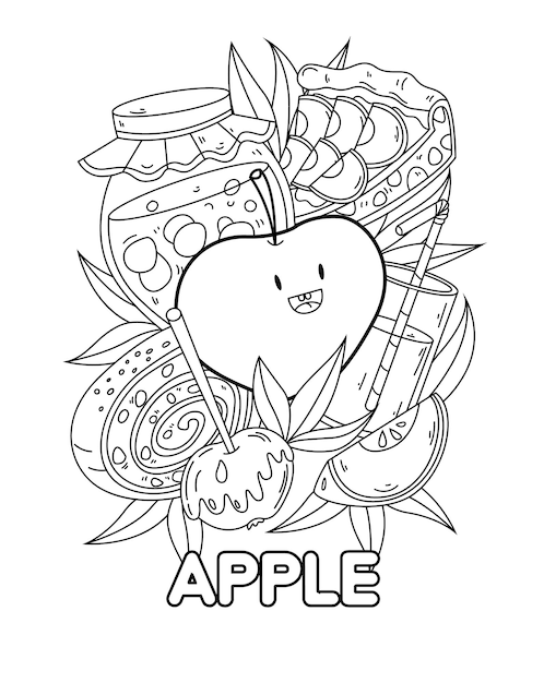 Vector apple to be colored coloring book for children