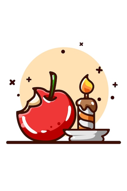 Apple and candle illustration