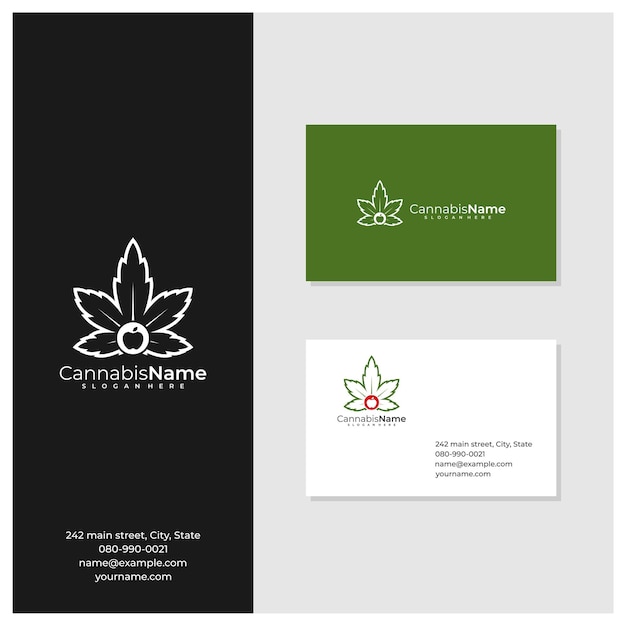 Apple Cannabis-logo met sjabloon voor visitekaartjes Creatieve Cannabis-logo-ontwerpconcepten
