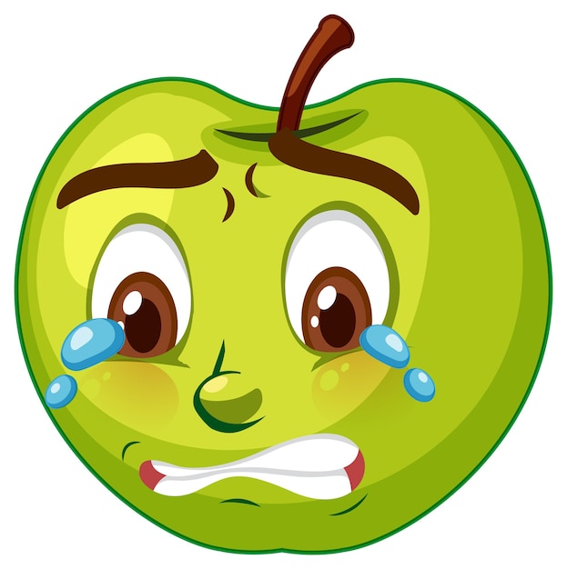 Vector apple cartoon character with facial expression