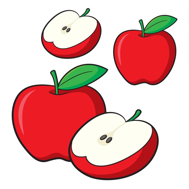 Vector apple cartoon set