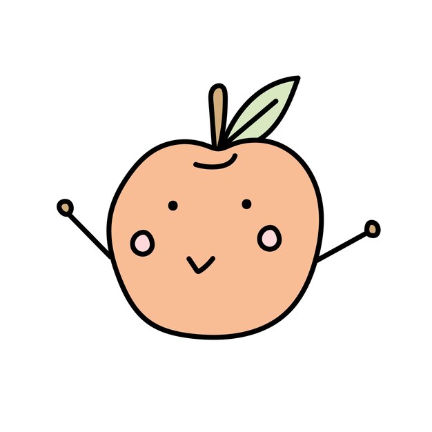 apple cartoon vector illustration in doodle style