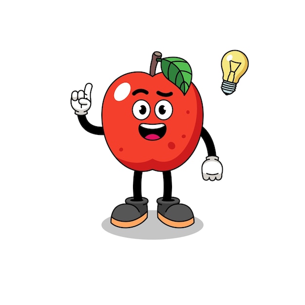 Vector apple cartoon with get an idea pose character design