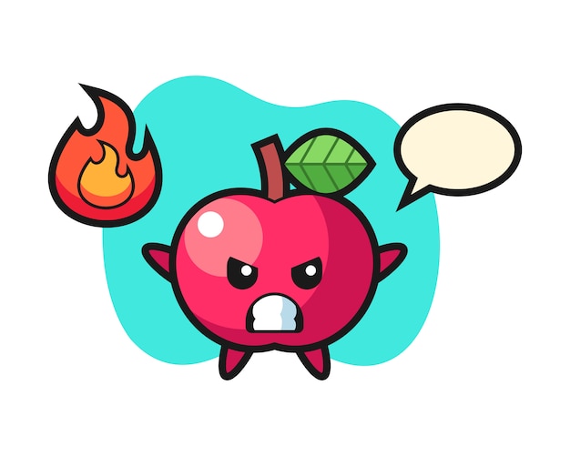 Apple character cartoon with angry gesture