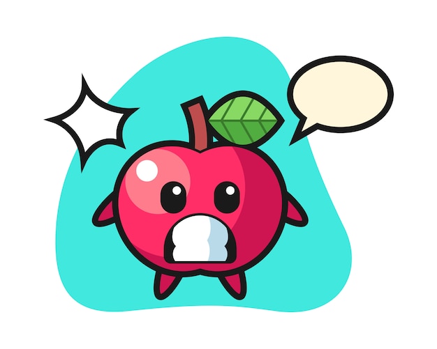 Apple character cartoon with shocked gesture