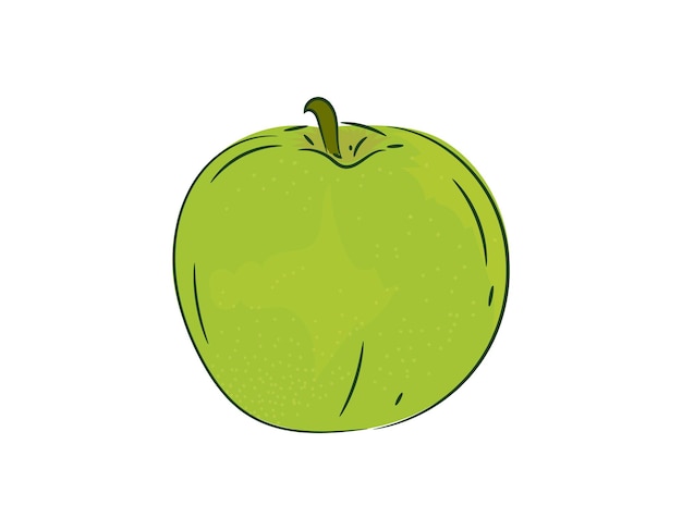색 배경에 고립 된 만화 스타일의 사과 로고